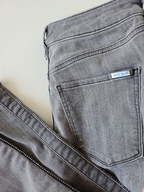 White House Black Market Grey Jeans Size 2 Rhinestones Jewels High Rise straight